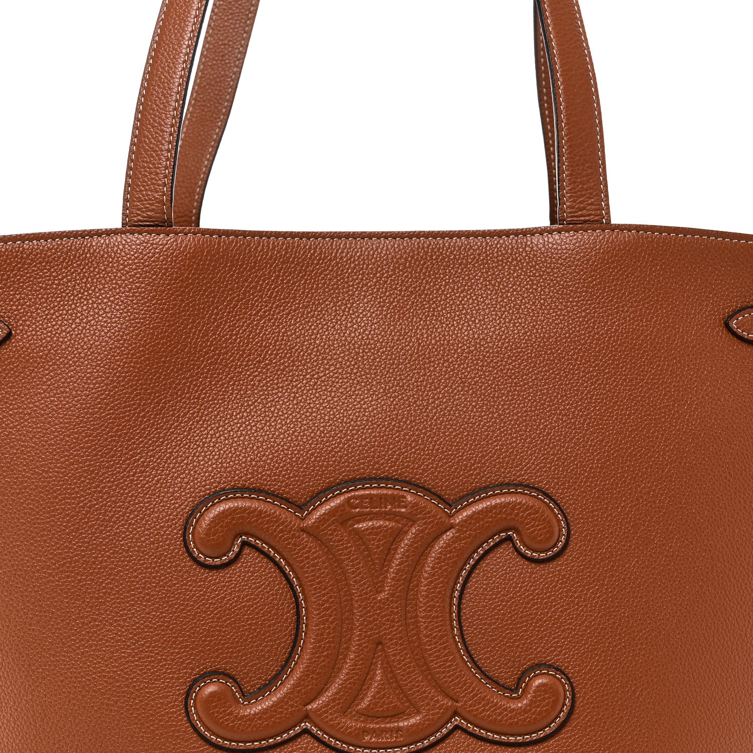 Celine Grained Calfskin Triomphe Medium Cabas Anais Tan 7 of 9