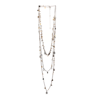 Chanel Pearl CC Lucky Charms Long Necklace Silver 3 of 5