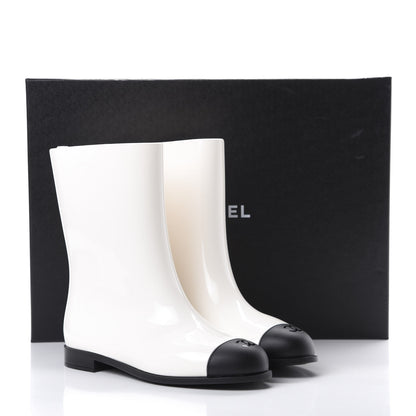 Chanel Rubber Rain Boots 41 Ivory Black 11 of 11