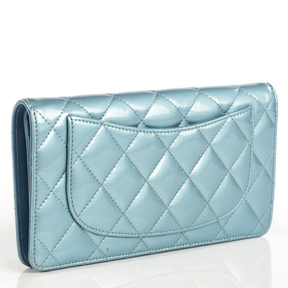 Chanel Patent Calfskin Quilted Yen Wallet Blue 3 of 7