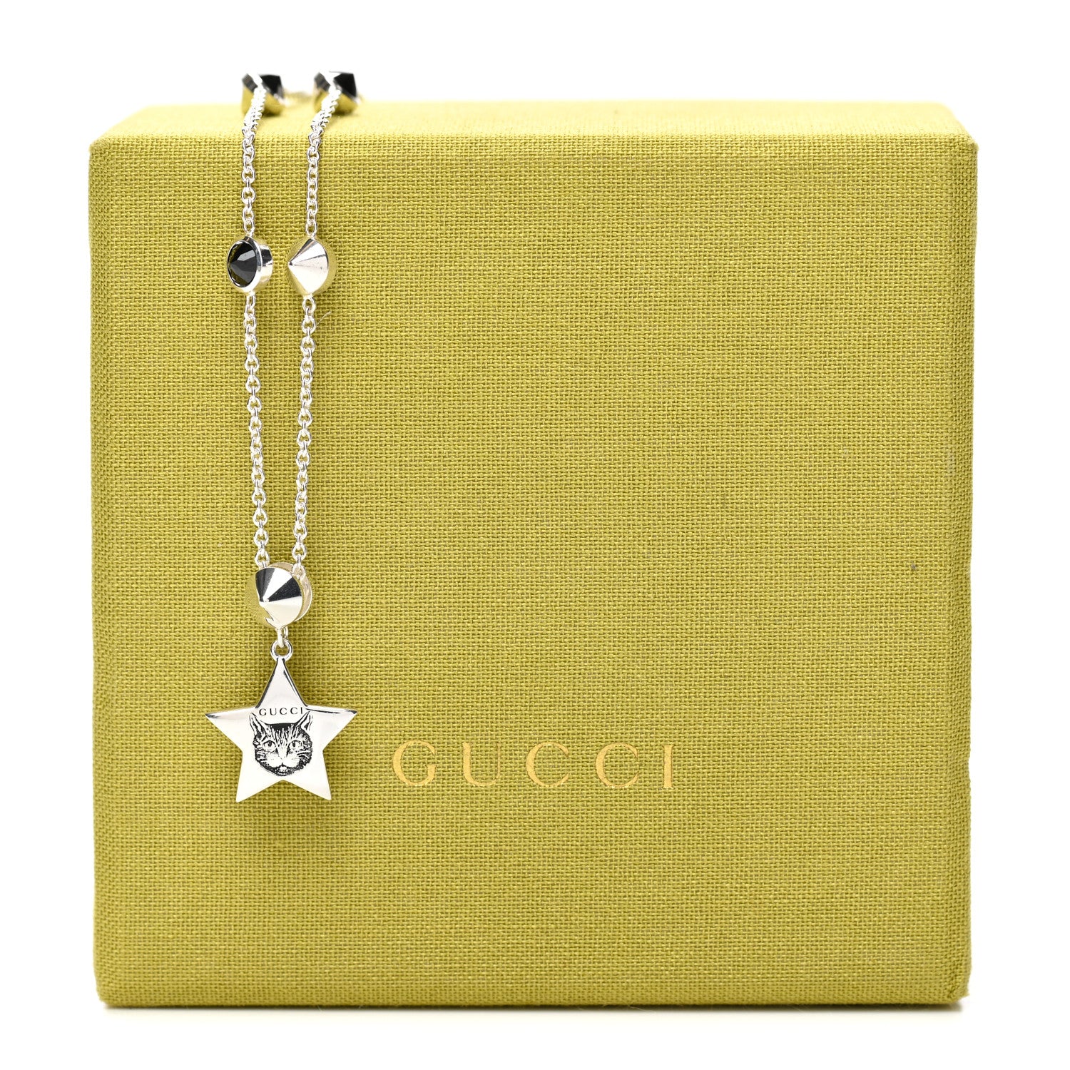 Gucci Sterling Silver Black Spinel Blind For Love Star Pendant Necklace 6 of 6