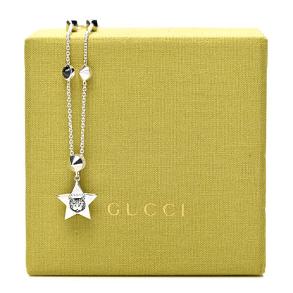 Gucci Sterling Silver Black Spinel Blind For Love Star Pendant Necklace 6 of 6