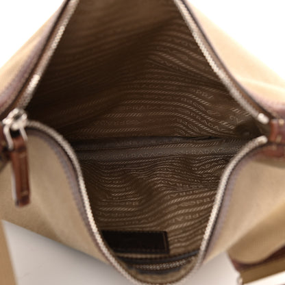 Prada Jacquard Logo Small Flat Messenger Bag Corda Bruciato 5 of 18