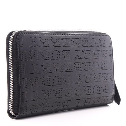 Burberry Calfskin Perforated Zip Around Wallet Black 2 of 8