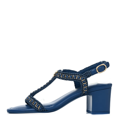 Chanel Lambskin CC Chain Braided Sandals 39 Blue 1 of 8