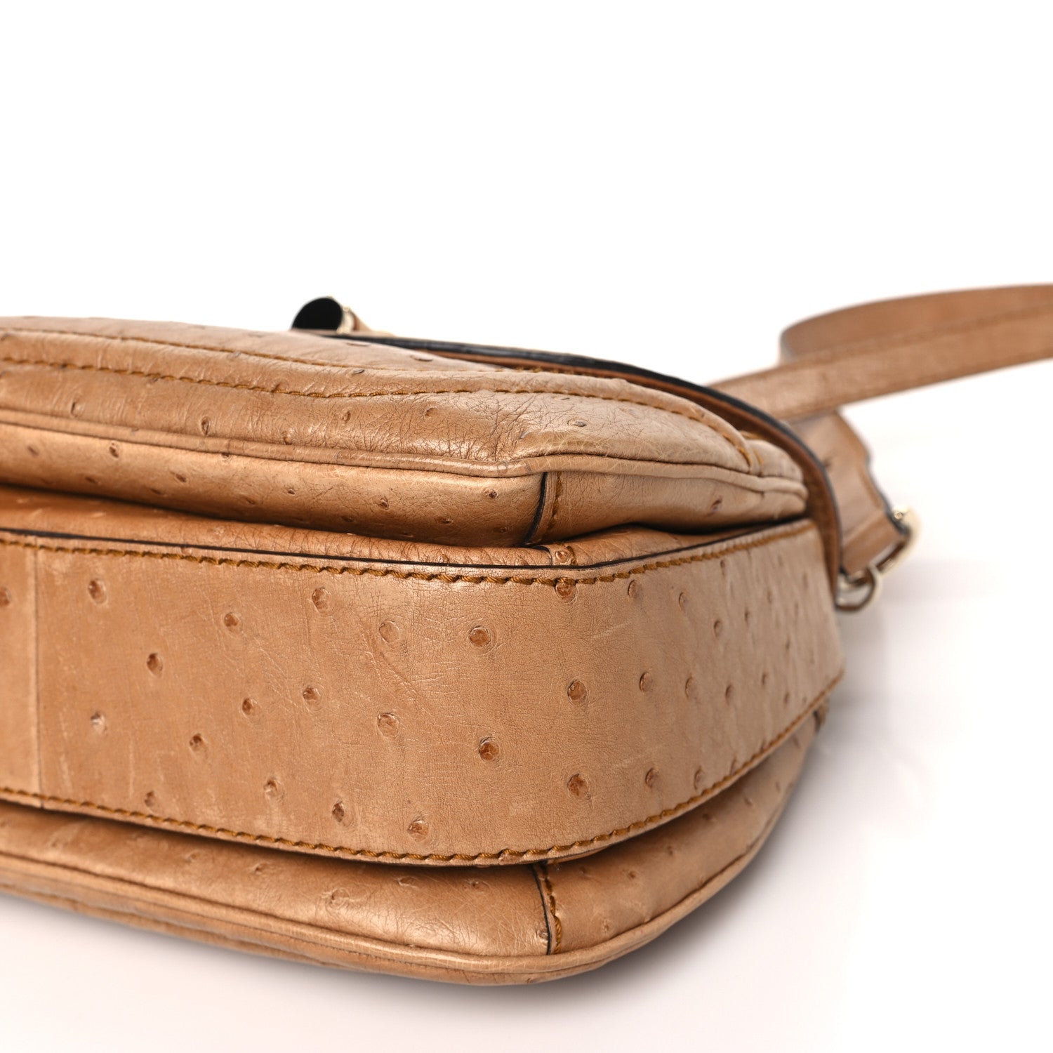 Gucci Ostrich Medium New Bamboo Top Handle Bag Brown 11 of 13