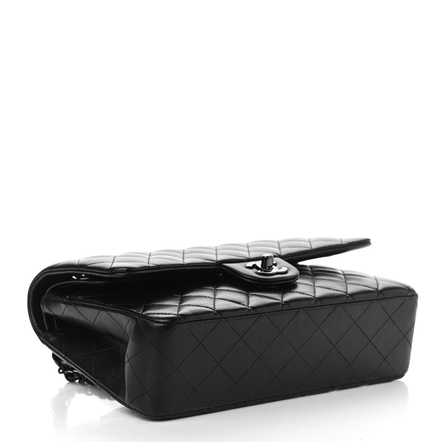 Lambskin Quilted Medium Double Flap So Black