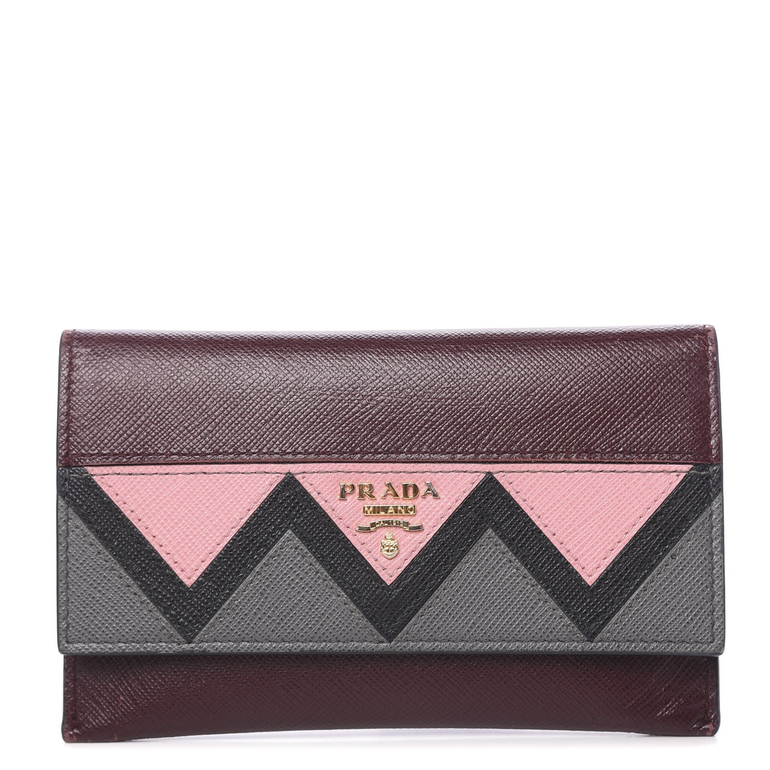 Prada Saffiano Greche Card Holder Granato Petalo Marmo 1 of 11