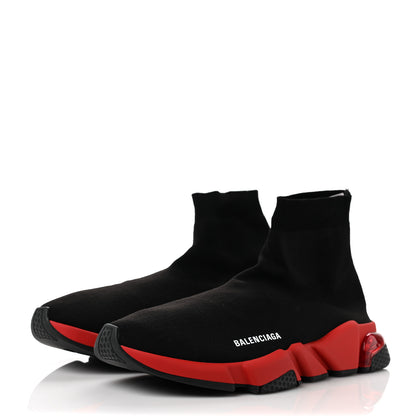 Balenciaga Neoprene Knit Mens Speed Clear Sole Sneakers 45 Black Red 3 of 7