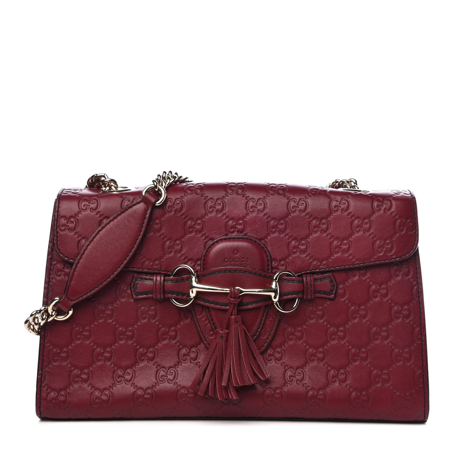 Soft Guccissima Medium Emily Chain Shoulder Bag Classic Ruby