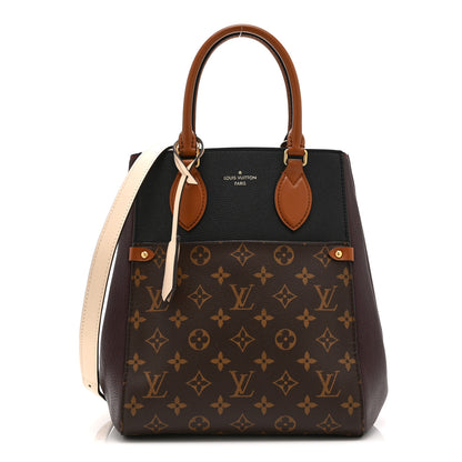 Louis Vuitton Calfskin Monogram Fold Tote MM Black Wine Cream 1 of 10