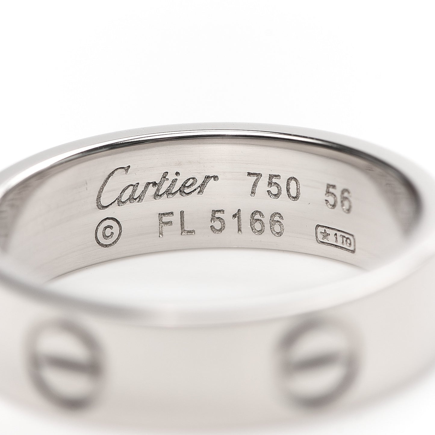 18K White Gold 5.5mm LOVE Ring 56 7.5