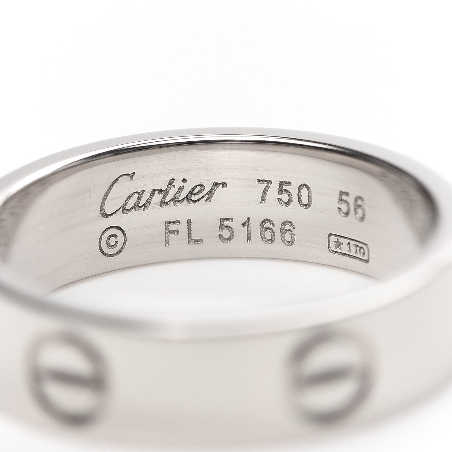 Cartier 18K White Gold 5.5mm LOVE Ring 56 7.5 4 of 5