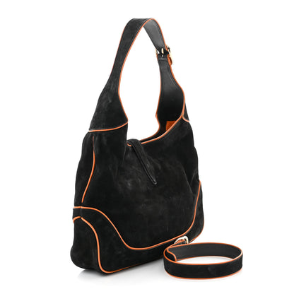 Gucci Nubuck Medium New Jackie Shoulder Bag Black Orange 2 of 13