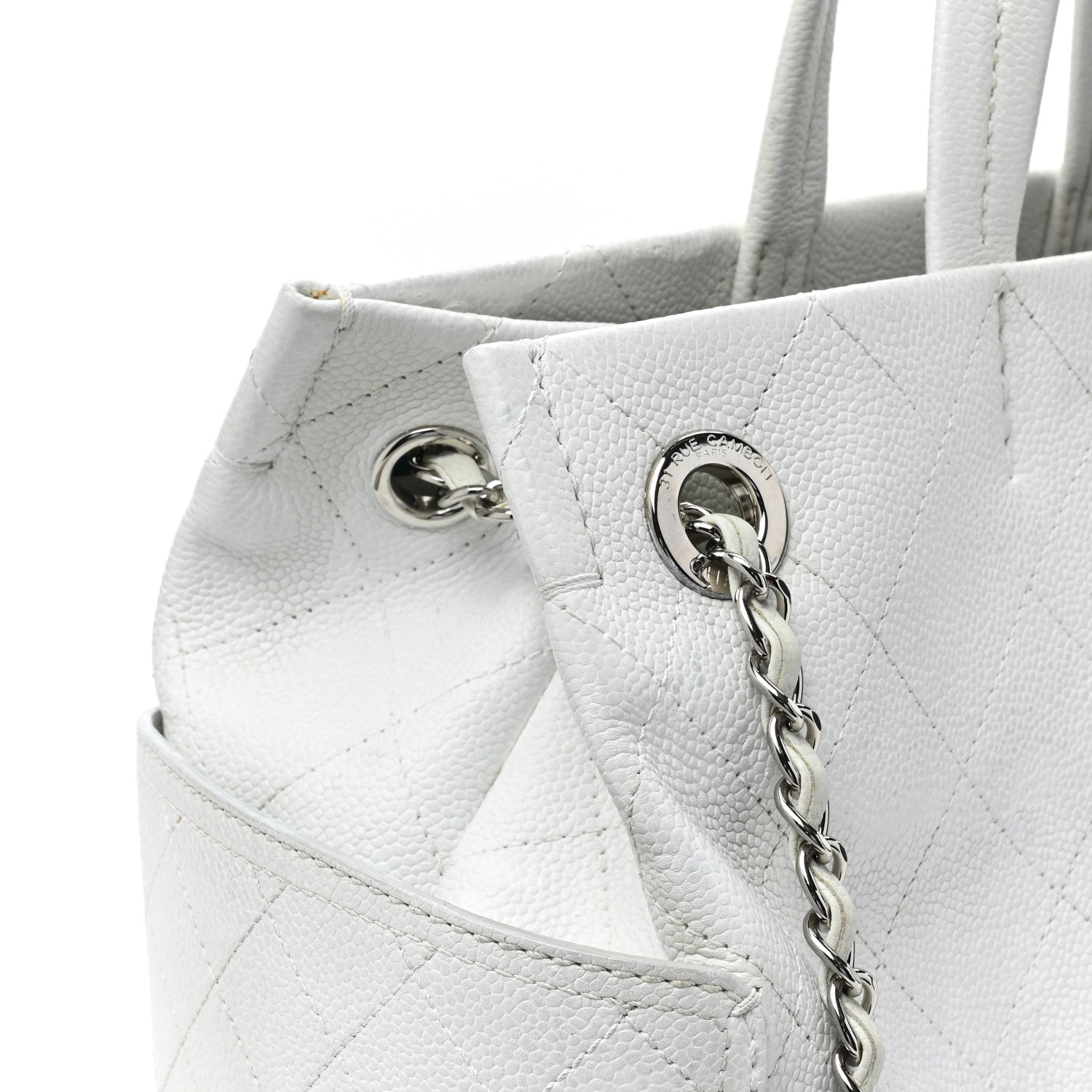 Chanel Grained Calfskin CC Pocket Tote White 10 of 17