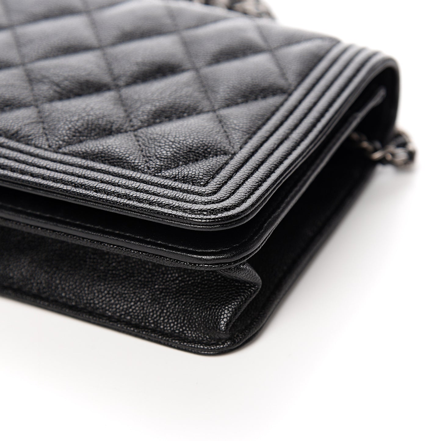 Caviar Quilted Boy Wallet On Chain WOC Black
