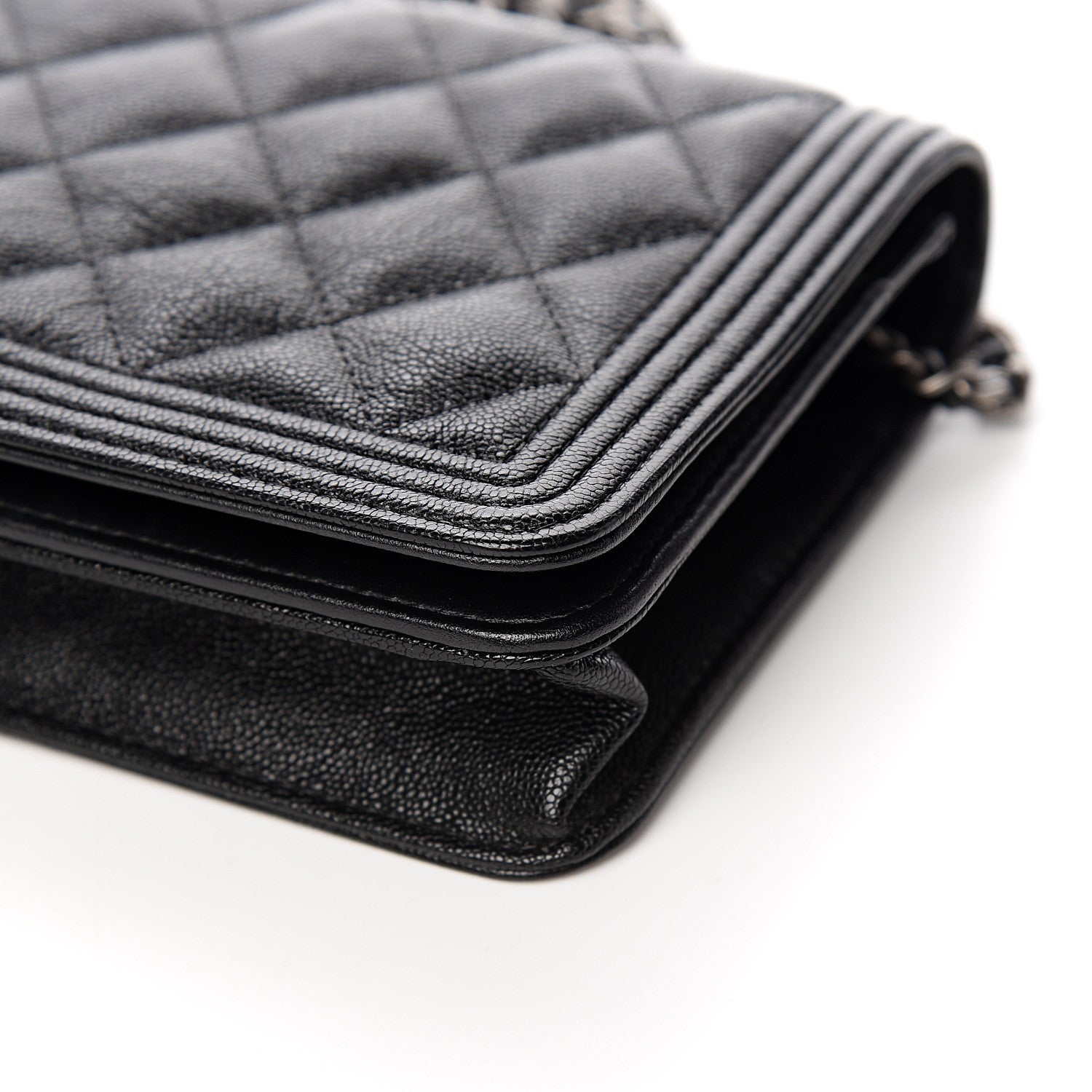 Chanel Caviar Quilted Boy Wallet On Chain WOC Black 10 of 12