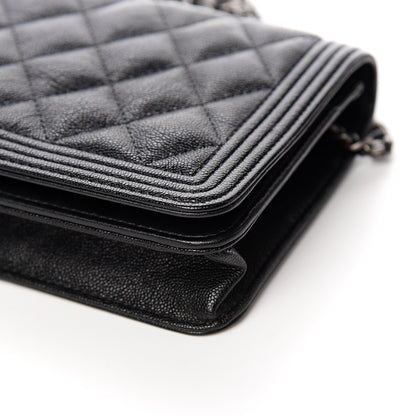 Chanel Caviar Quilted Boy Wallet On Chain WOC Black 10 of 12