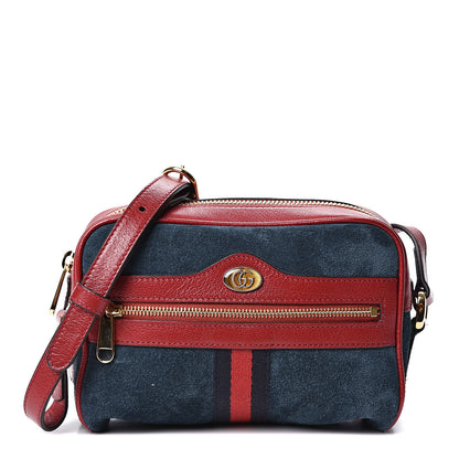 Gucci Suede Calfskin Web Mini Ophidia Shoulder Bag New Blue Romantic Cherry 1 of 9