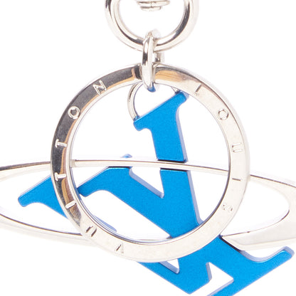 Louis Vuitton LV Initiales Cosmic Bag Charm Key Holder Blue Silver 4 of 5