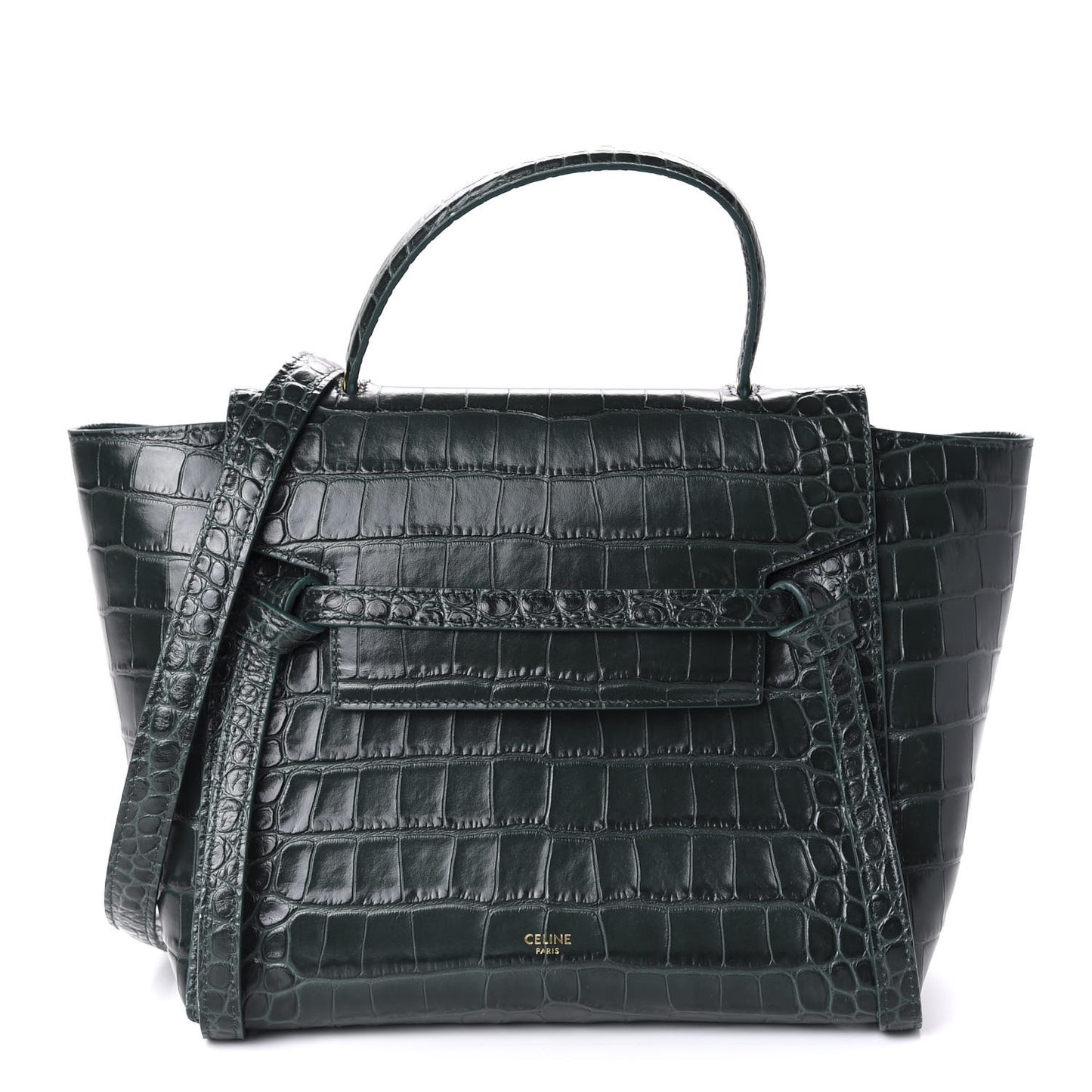 Calfskin Crocodile Embossed Micro Belt Bag Amazone