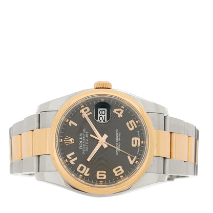 Rolex Stainless Steel 18K Everose Gold 36mm Oyster Perpetual Datejust Watch Concentric Black 116201 2 of 4