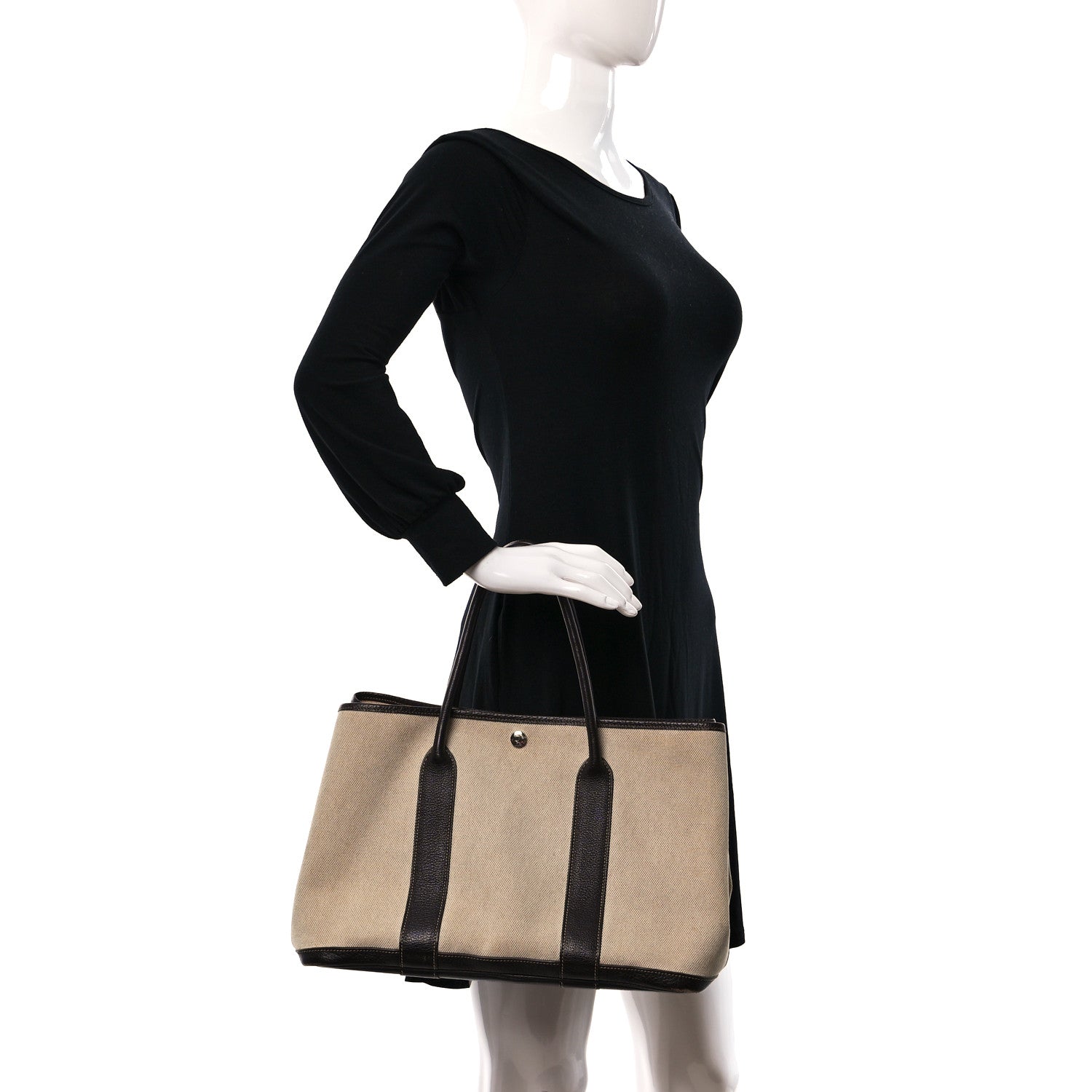 Hermes Buffle Skipper Toile Garden Party 36 MM Tote Marron Fonce 1 of 12