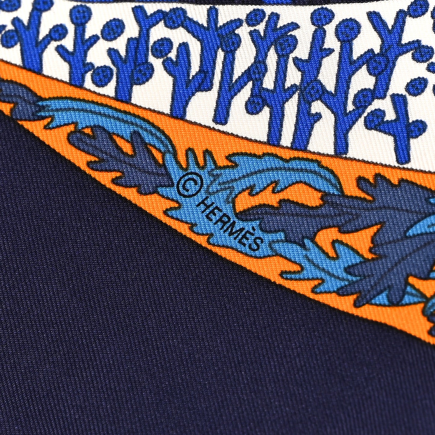 Silk A Travers Champs Scarf 90 Bleu Roy Orange Bleu