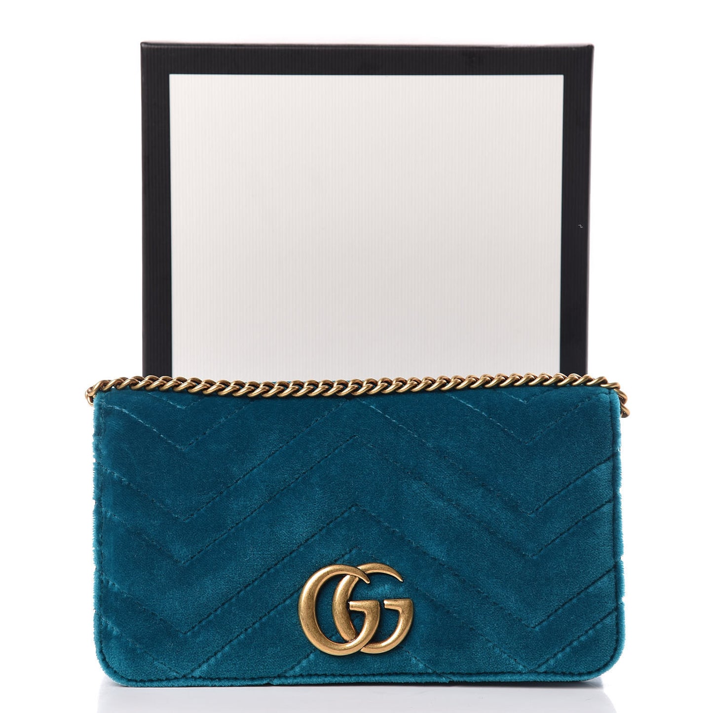 Velvet Matelasse GG Marmont Mini Bag Pavone Cyan