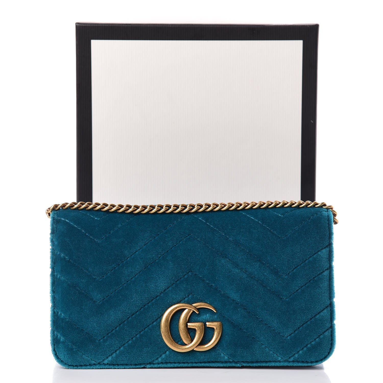 Gucci Velvet Matelasse GG Marmont Mini Bag Pavone Cyan 11 of 11