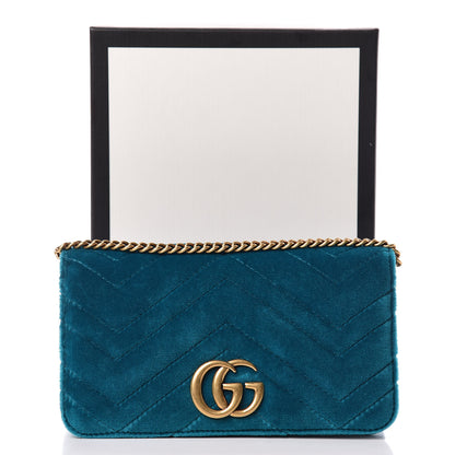 Gucci Velvet Matelasse GG Marmont Mini Bag Pavone Cyan 11 of 11