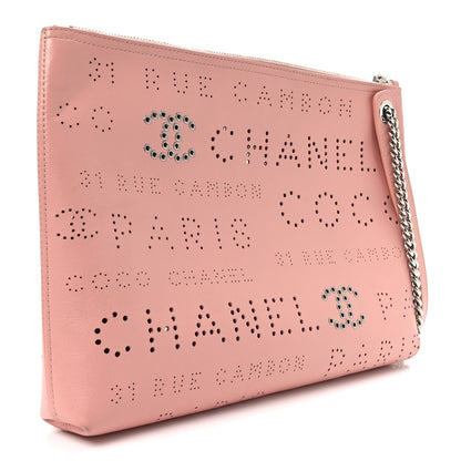Chanel Calfskin Eyelets Clutch Pink 3 of 10