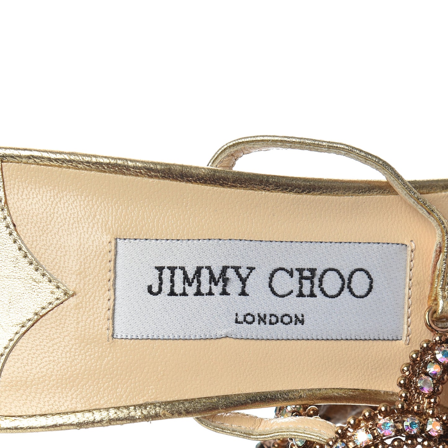 Metallic Calfskin Crystal Sandals 37 Gold