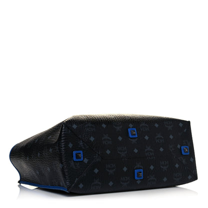 MCM Metallic Visetos Medium Kira Shopper Tote Black Blue 4 of 14