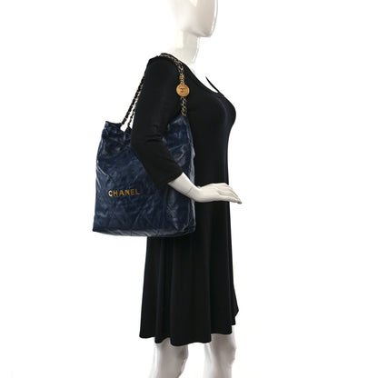 Chanel Shiny Calfskin Quilted Chanel 22 Navy Blue 2 of 10