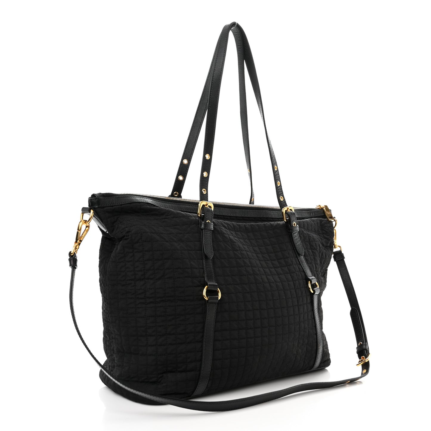 Nylon Tessuto Quilted Shoulder Bag Black