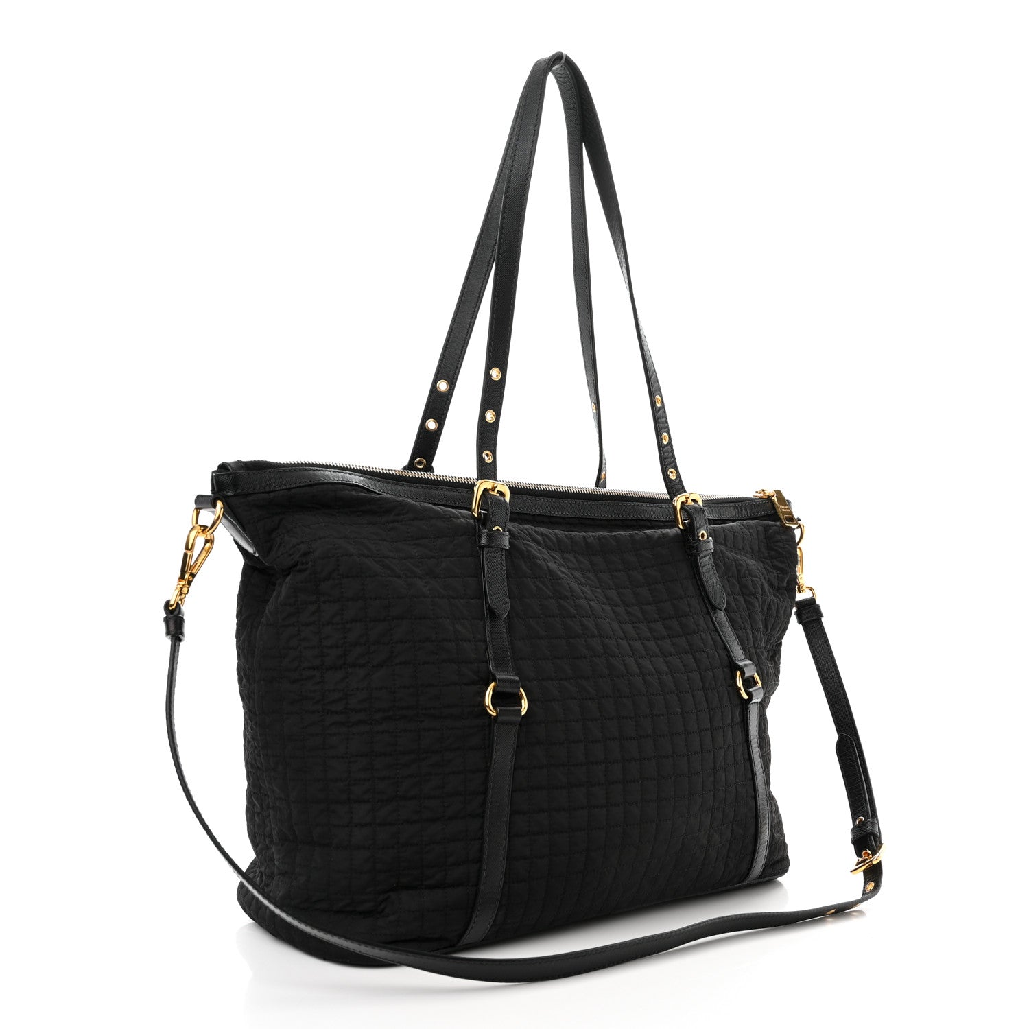 Prada Nylon Tessuto Quilted Shoulder Bag Black 3 of 11