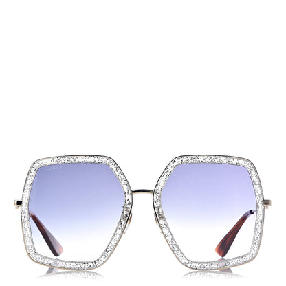 Gucci Glitter Acetate Oversize Square Frame Sunglasses GG0106S Gold 2 of 7