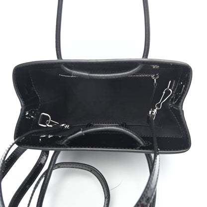 Balenciaga Patent Calfskin Logo Shopping Tote XXS Black 5 of 10