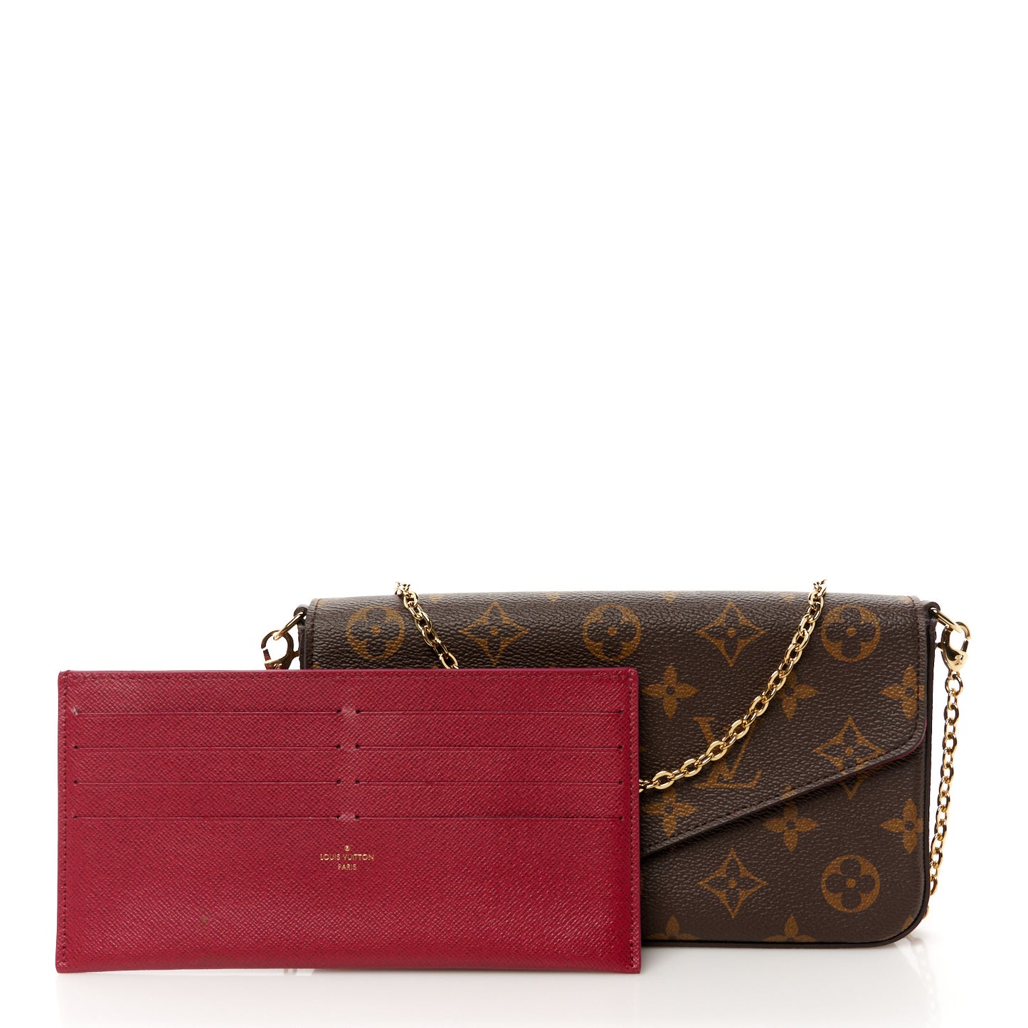 Monogram Pochette Felicie Chain Wallet Fuchsia