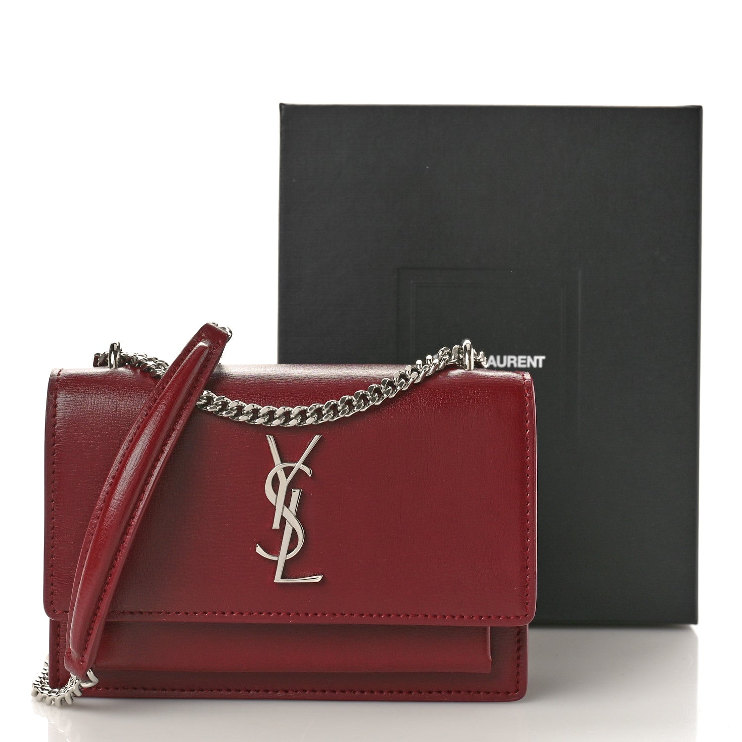 Saint Laurent Calfskin Monogram Sunset Chain Wallet Palissandre 10 of 10