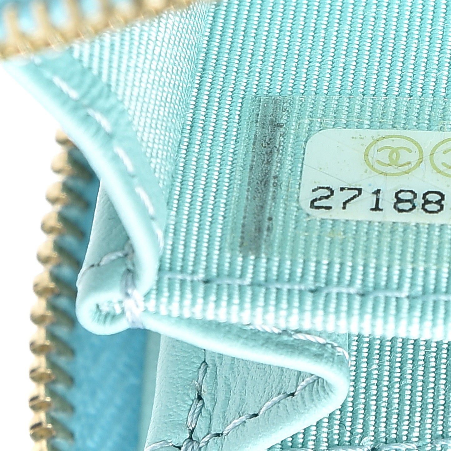Caviar Quilted Zip Coin Purse Light Blue