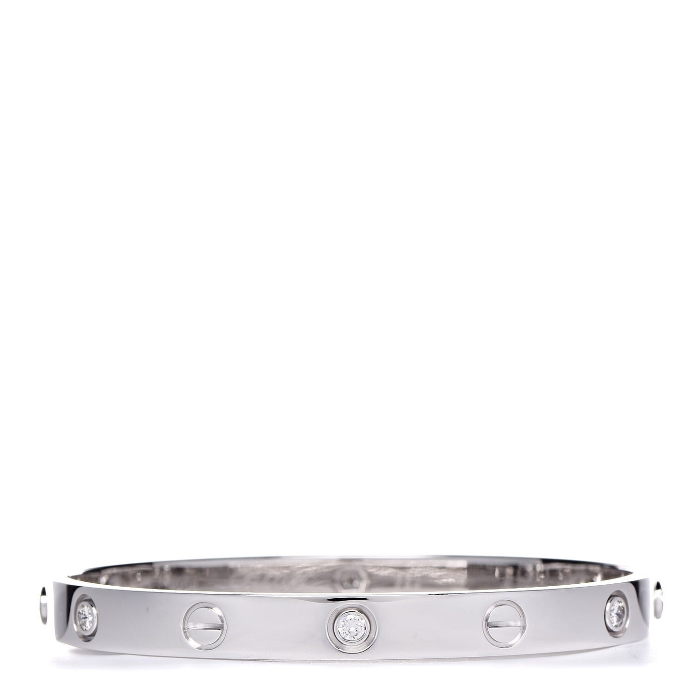 18K White Gold 6 Diamond LOVE Bracelet 17