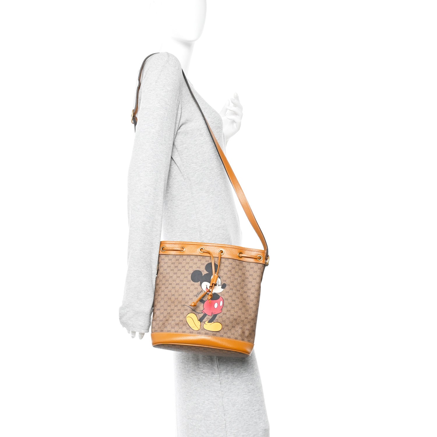 Gucci X DISNEY Mini Vintage GG Supreme Monogram Bucket Bag Beige Vintage Sun Oil 2 of 10