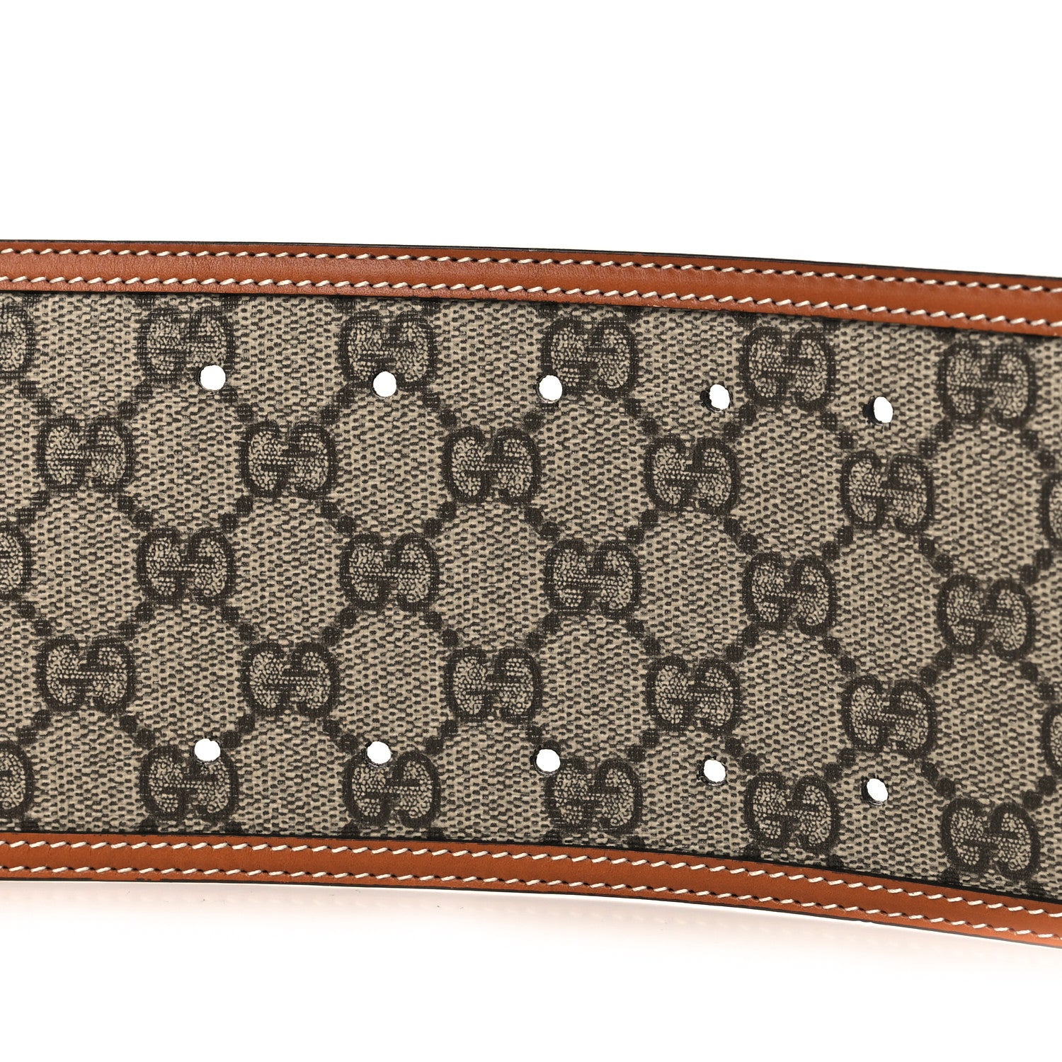 Gucci Monogram Calfskin Wide Belt 80 32 Beige Ebony Tan 4 of 5