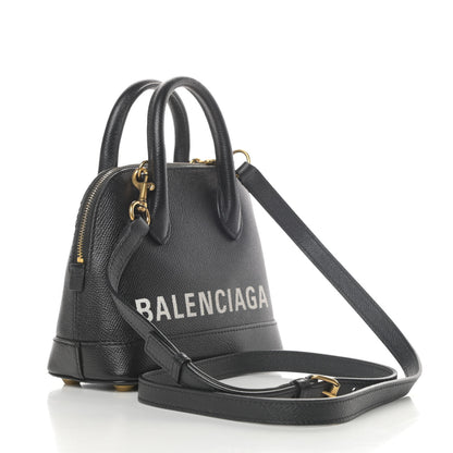 Balenciaga Signature Grained Calfskin XXS Ville Top Handle Bag Black White 3 of 13