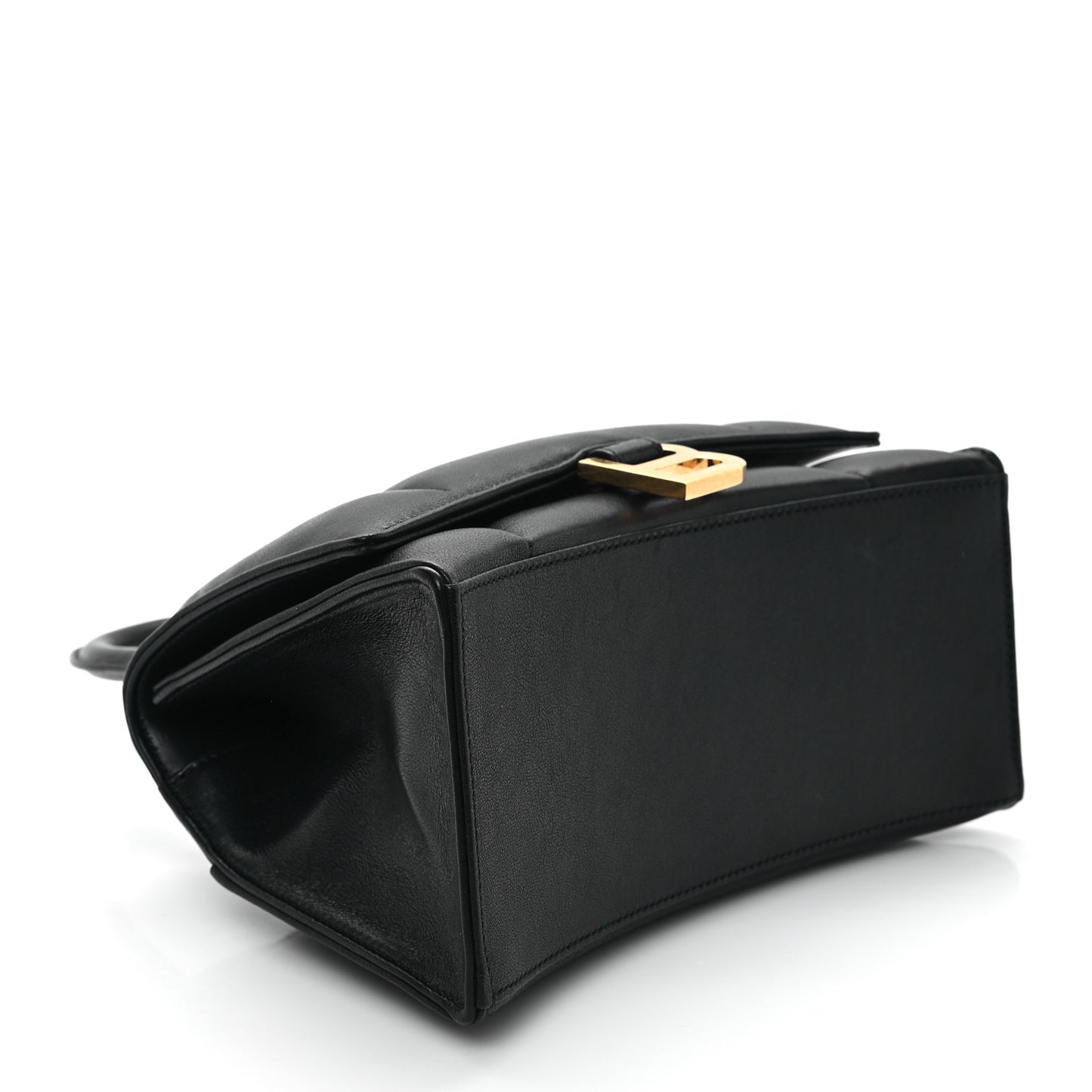 Nappa Calfskin Puffy Small Hourglass Top Handle Bag Black