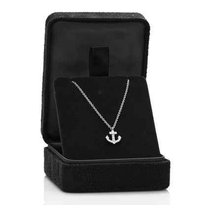 Tiffany 18K White Gold Diamond Mini Metro Anchor Pendant Necklace 4 of 4