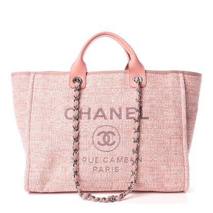 Chanel Canvas Large Deauville Tote Pink 1 of 10
