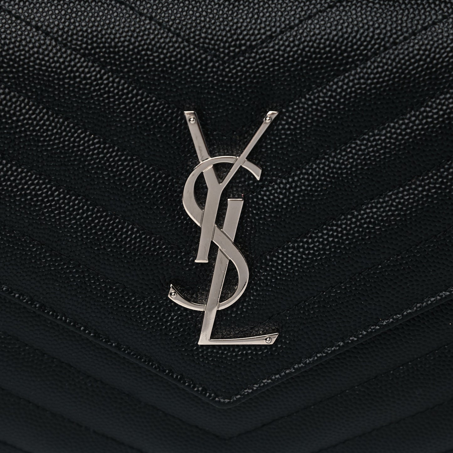 Grain De Poudre Matelasse Chevron Monogram Chain Wallet Black
